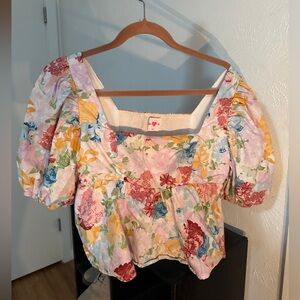BuddyLove Medium Multicolor Floral Puff Sleeve Blouse